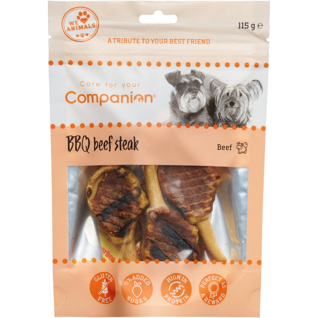 Companion - GrillSteak, smagfuld BBQ tyggegodbid, 115g