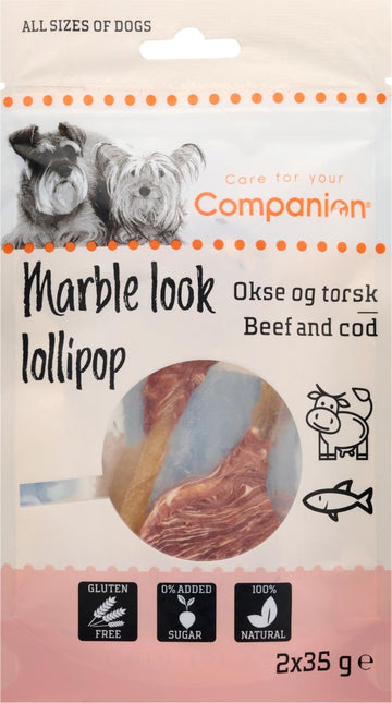 Companion Marble Look Slikkepinde - Okse & Torsk, 2x35 g