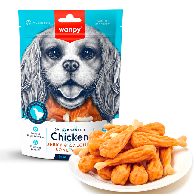 Wanpy - Chicken Jerky & Calcium Bone Wrap 100g